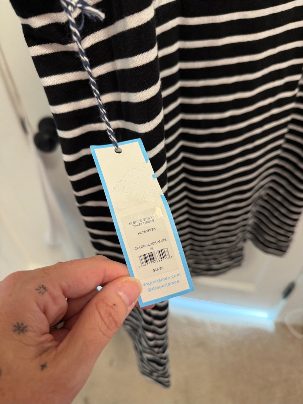Draper James Black and White Striped Strapless Dress with Contrast Trim - Picture 4 of 4